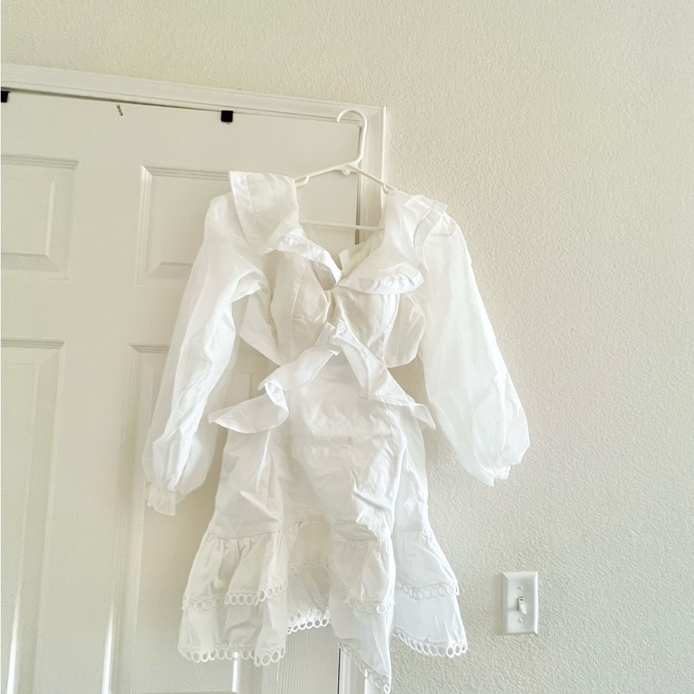 cut out white mini dress